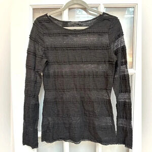 BCBGMAXAZRIA | Black Lace Semi Sheer Long Sleeve Blouse Size M Medium